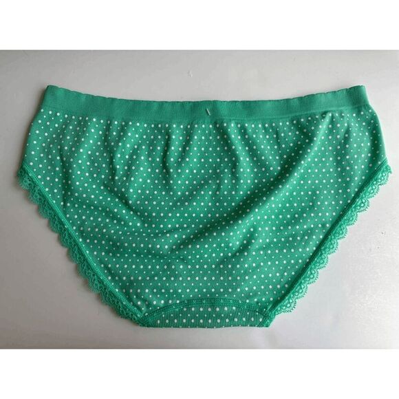 Victorias Secret Vintage Hiphugger Panty Seamless Lace Polka Dot Teal Size M - Picture 2 of 3
